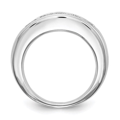 14K Weißgold Ehering kanalgefasst mit 5 natürlichen Diamanten