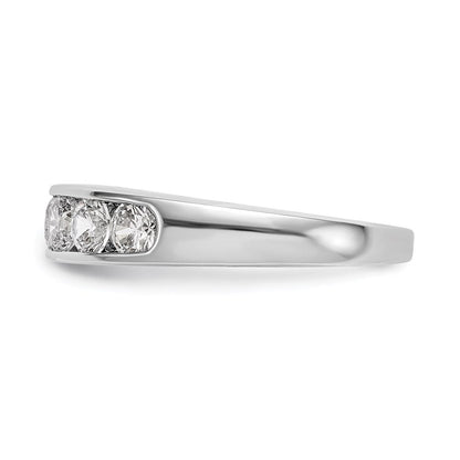 14K Weißgold Ehering kanalgefasst mit 5 natürlichen Diamanten