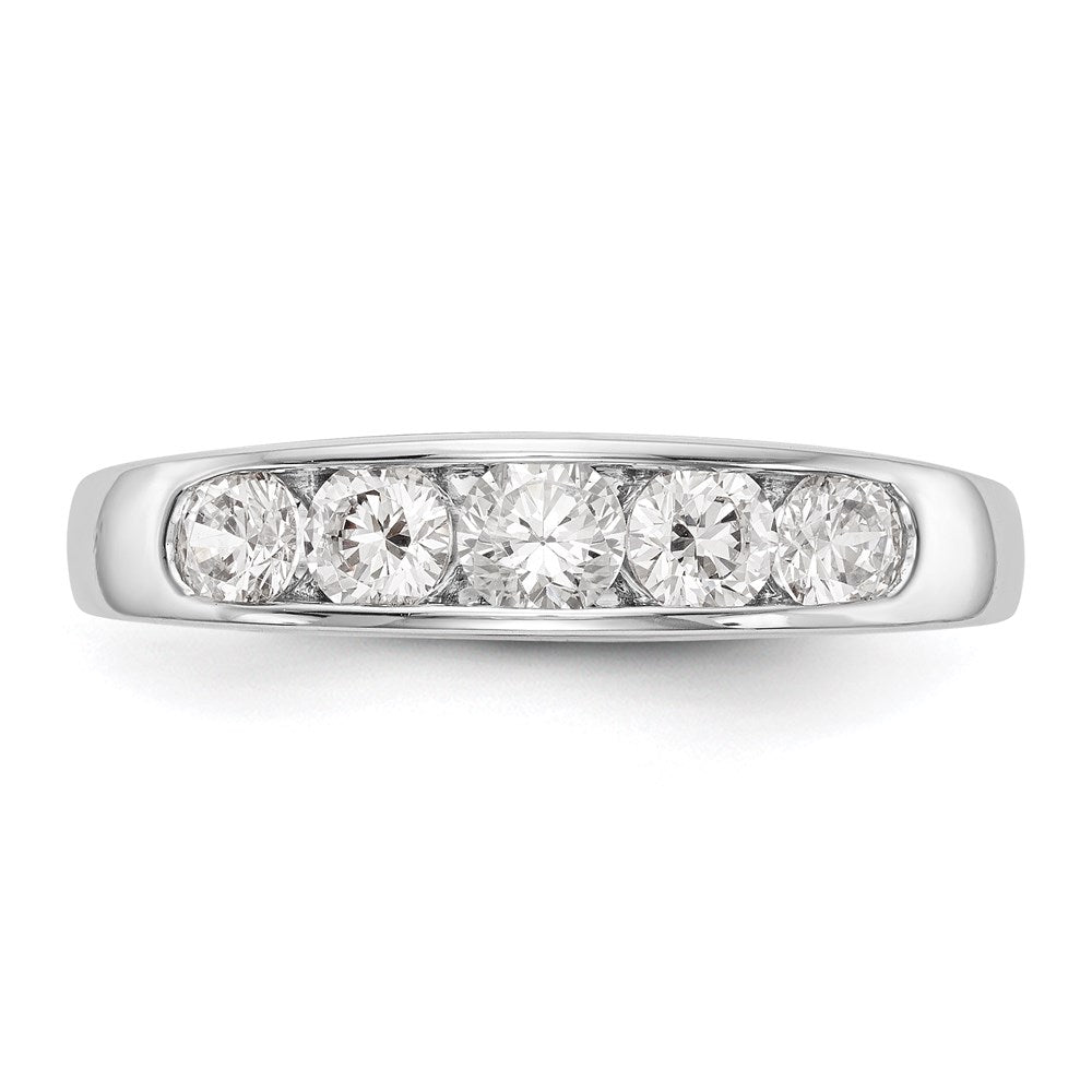 14K Weißgold Ehering kanalgefasst mit 5 natürlichen Diamanten
