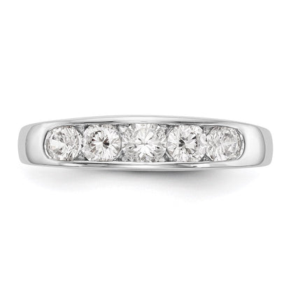 14K Weißgold Ehering kanalgefasst mit 5 natürlichen Diamanten