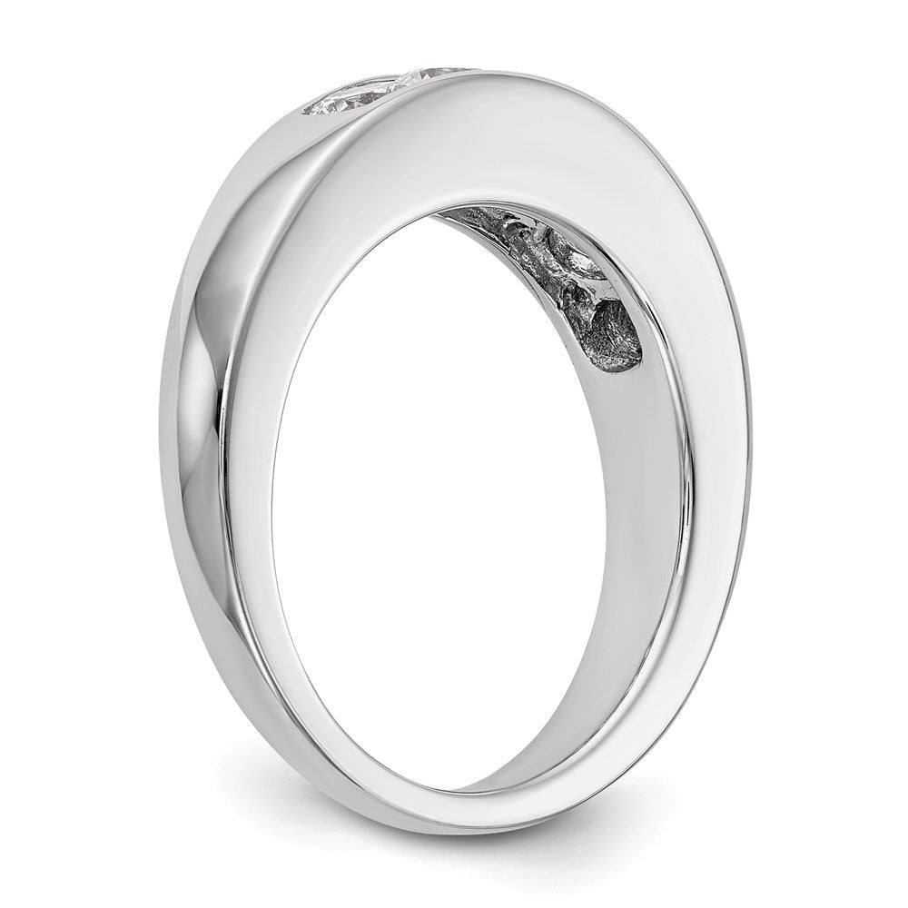 14K Weißgold Ehering kanalgefasst mit 5 natürlichen Diamanten