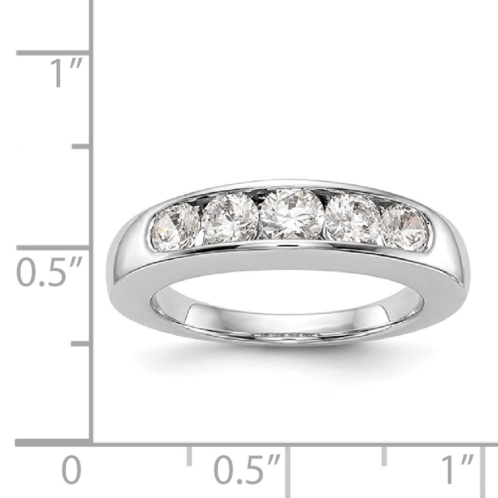 14K Weißgold Ehering kanalgefasst mit 5 natürlichen Diamanten