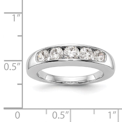 14K Weißgold Ehering kanalgefasst mit 5 natürlichen Diamanten