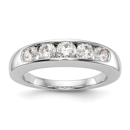 14K Weißgold Ehering kanalgefasst mit 5 natürlichen Diamanten