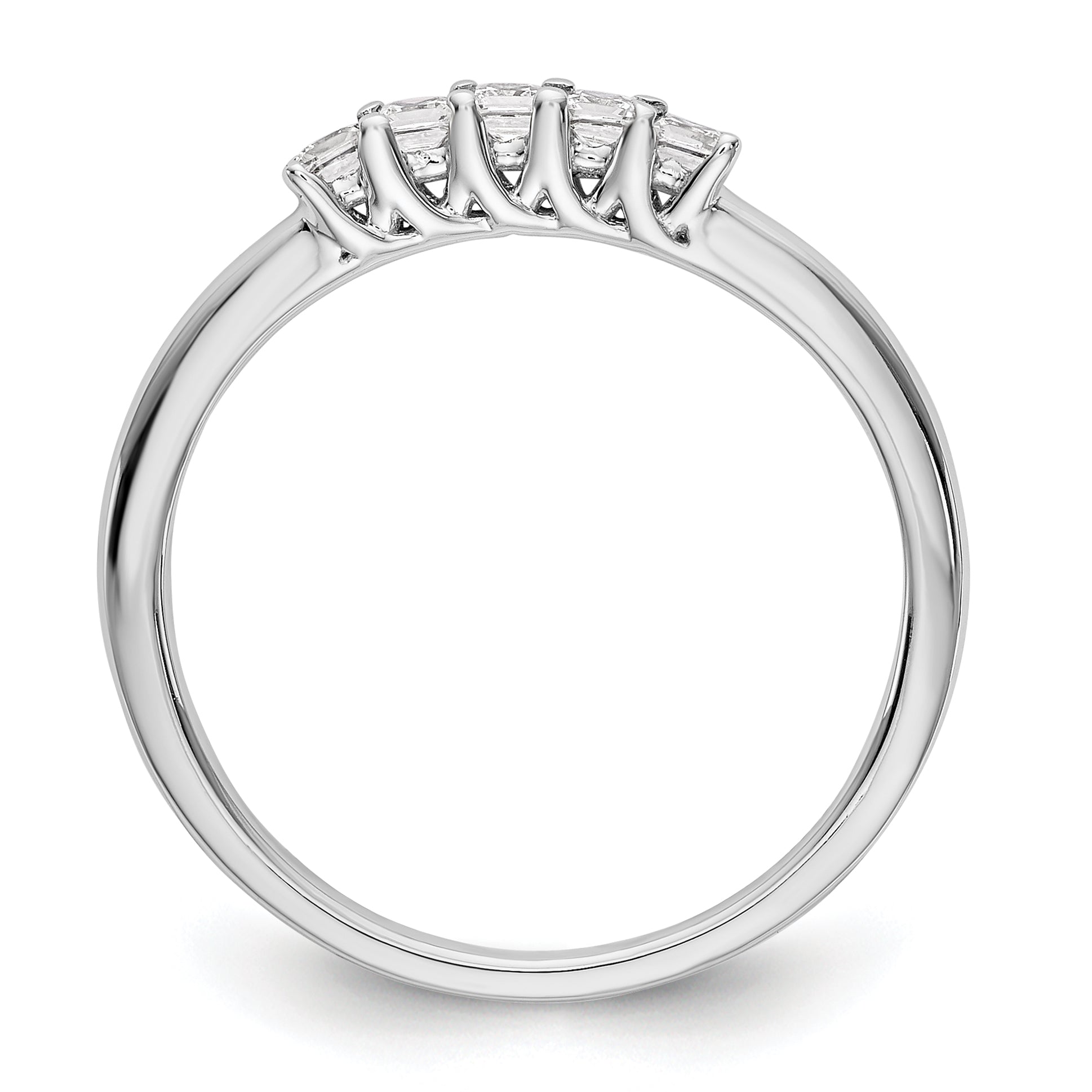 14K Weißgold Ehering mit 5 echten Diamanten