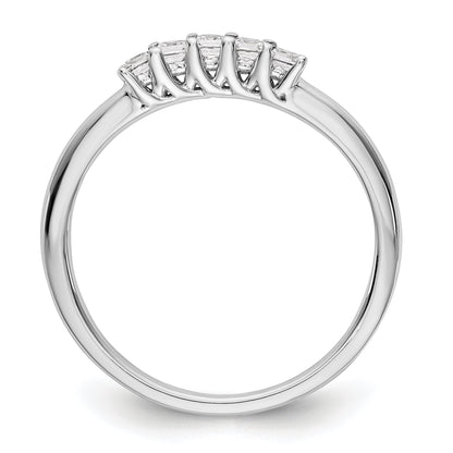 14K Weißgold Ehering mit 5 echten Diamanten