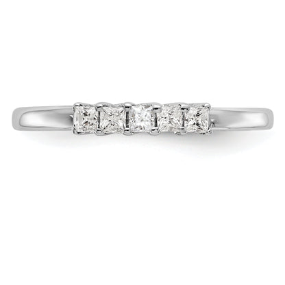 14K Weißgold Ehering mit 5 echten Diamanten