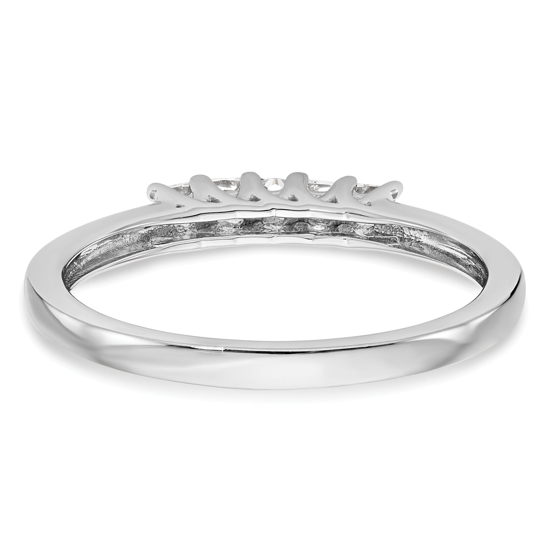 14K Weißgold Ehering mit 5 echten Diamanten