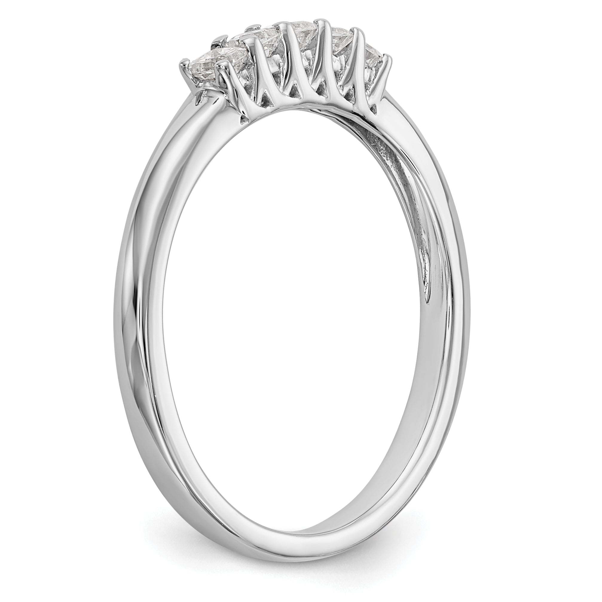 14K Weißgold Ehering mit 5 echten Diamanten