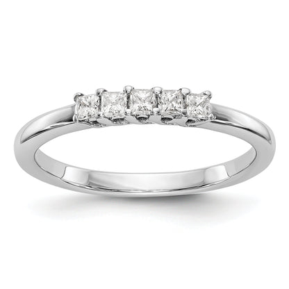 14K Weißgold Ehering mit 5 echten Diamanten