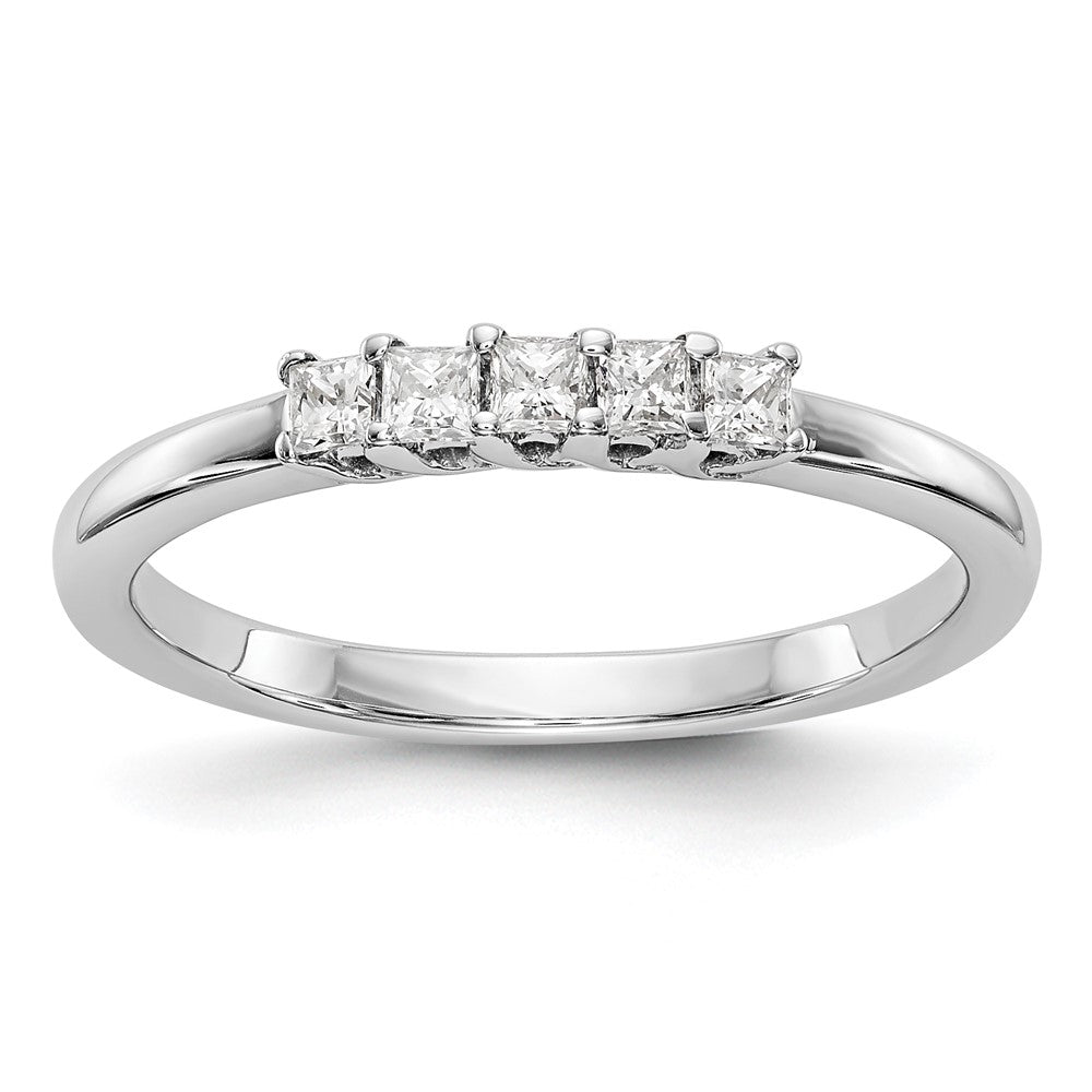 14K Weißgold Ehering mit 5 natürlichen Diamanten, 0,25 ct. Gesamtgewicht