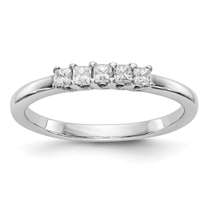 14K Weißgold Ehering mit 5 natürlichen Diamanten, 0,25 ct. Gesamtgewicht