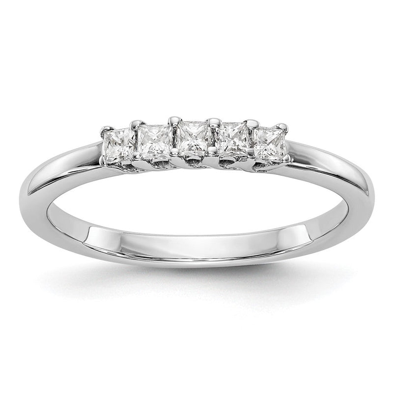 14K Weißgold Ehering mit 5 natürlichen Diamanten, 0,25 ct. Gesamtgewicht