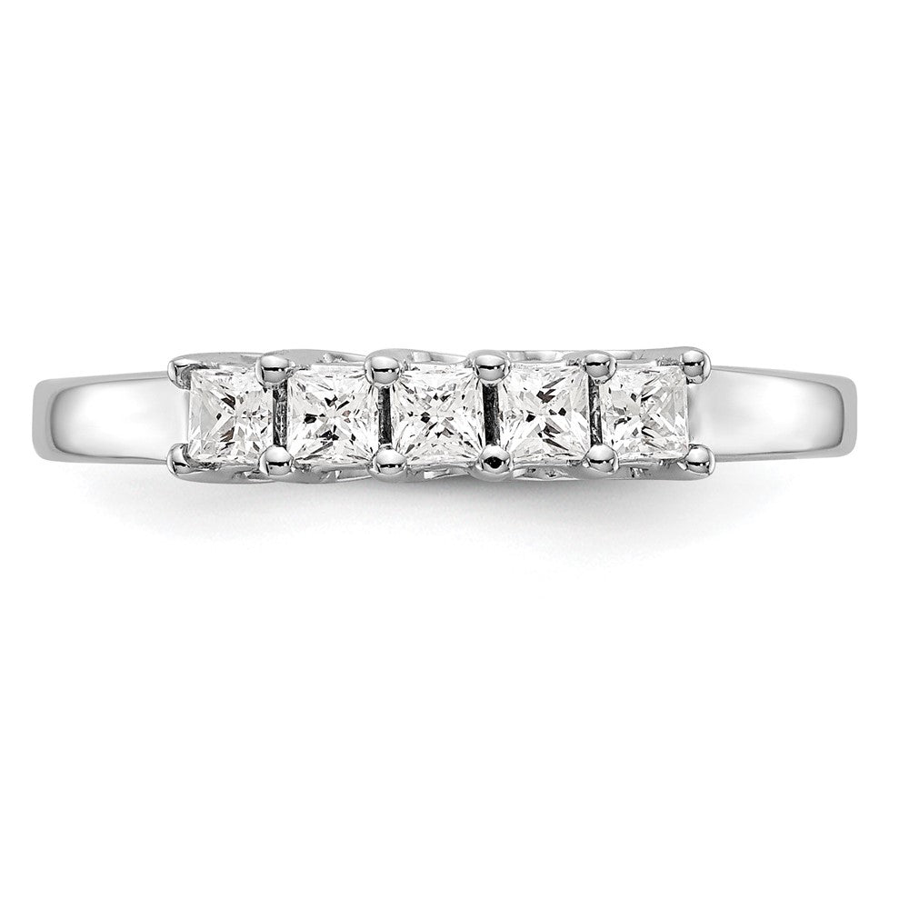 14K Weißgold Ring mit 5 echten Diamanten