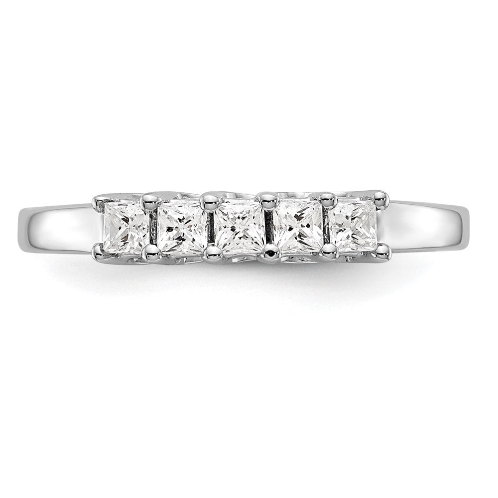 14K Weißgold Ehering mit 5 natürlichen Diamanten, 0,35 ct. Gesamtgewicht