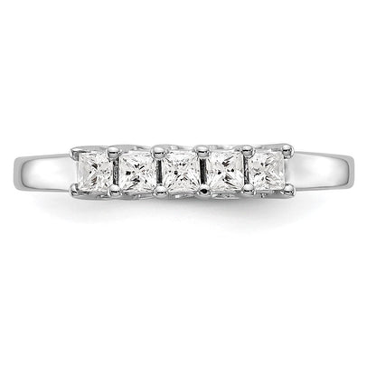 14K Weißgold Ehering mit 5 natürlichen Diamanten, 0,35 ct. Gesamtgewicht