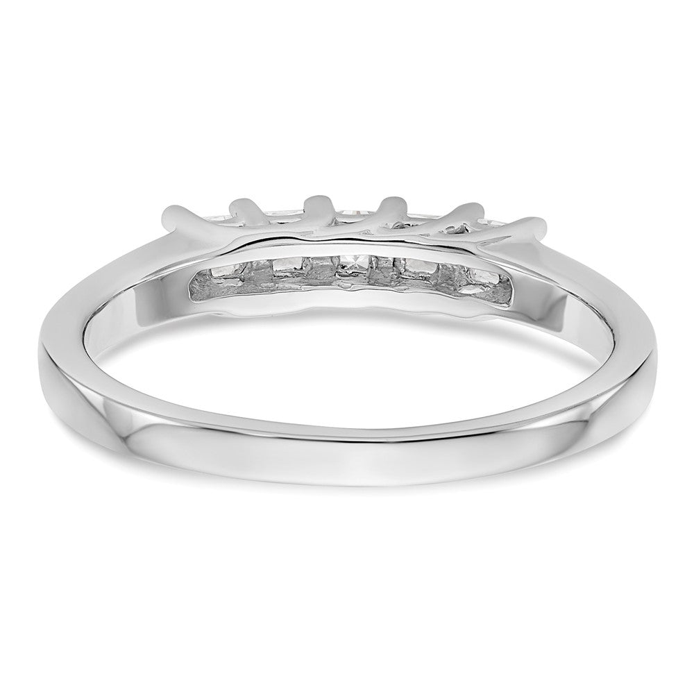 14K Weißgold Ring mit 5 echten Diamanten