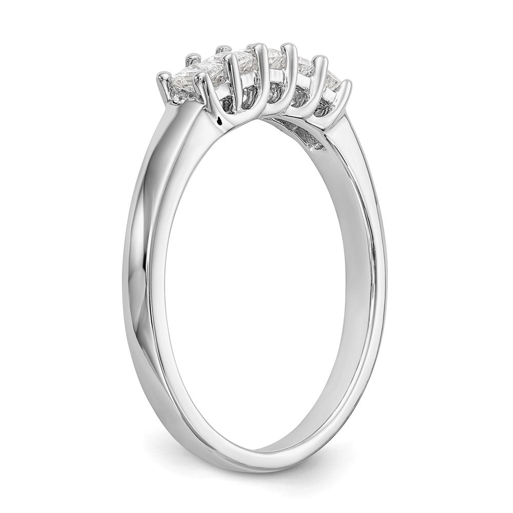 14K Weißgold Ring mit 5 echten Diamanten