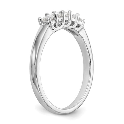 14K Weißgold Ring mit 5 echten Diamanten