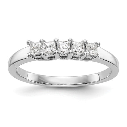 14K Weißgold Ring mit 5 echten Diamanten