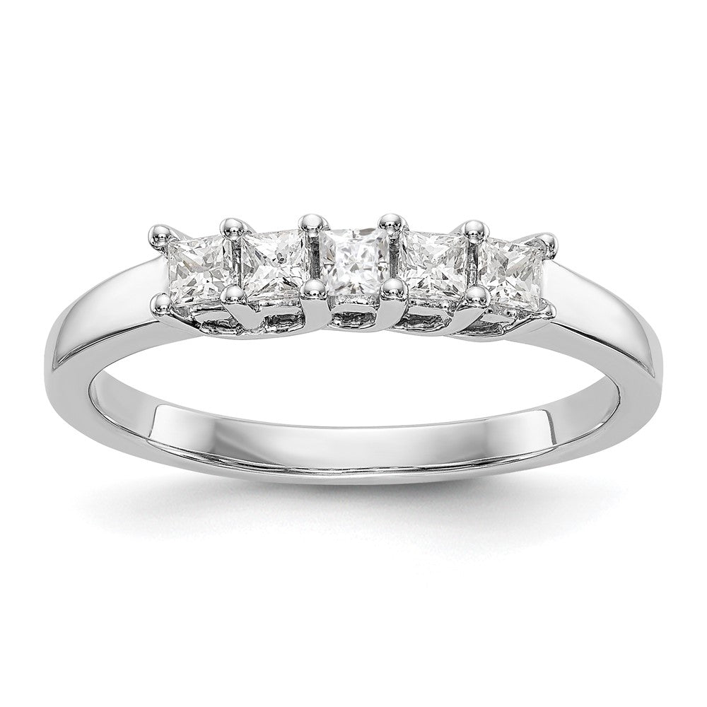 14K Weißgold Ehering mit 5 natürlichen Diamanten, 0,35 ct. Gesamtgewicht