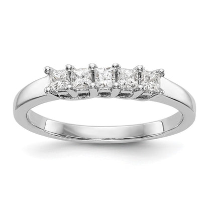 14K Weißgold Ehering mit 5 natürlichen Diamanten, 0,35 ct. Gesamtgewicht