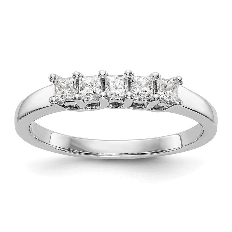 14K Weißgold Ehering mit 5 natürlichen Diamanten, 0,35 ct. Gesamtgewicht