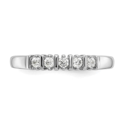 14K Weißgold Ehering mit 5 natürlichen Diamanten, 0,2 ct. Gesamtgewicht