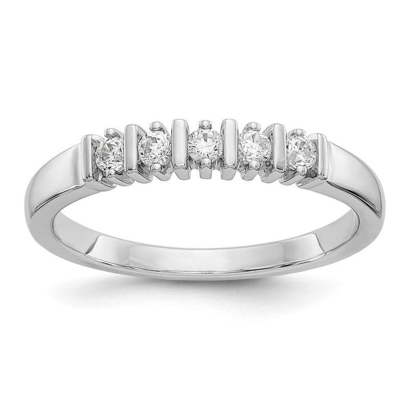 14K Weißgold Ring mit 5 natürlichen Diamanten, 0,195 ct. Gesamtgewicht