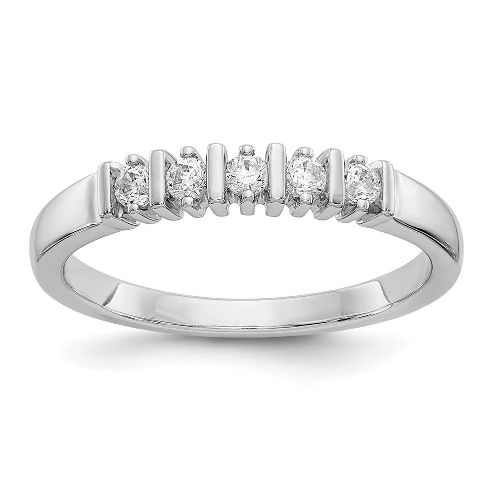 14K Weißgold Ehering mit 5 natürlichen Diamanten, 0,2 ct. Gesamtgewicht