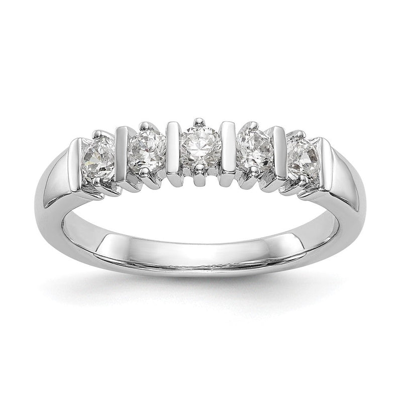 14K Weißgold Ehering mit 5 natürlichen Diamanten, 0,5 ct. Gesamtgewicht