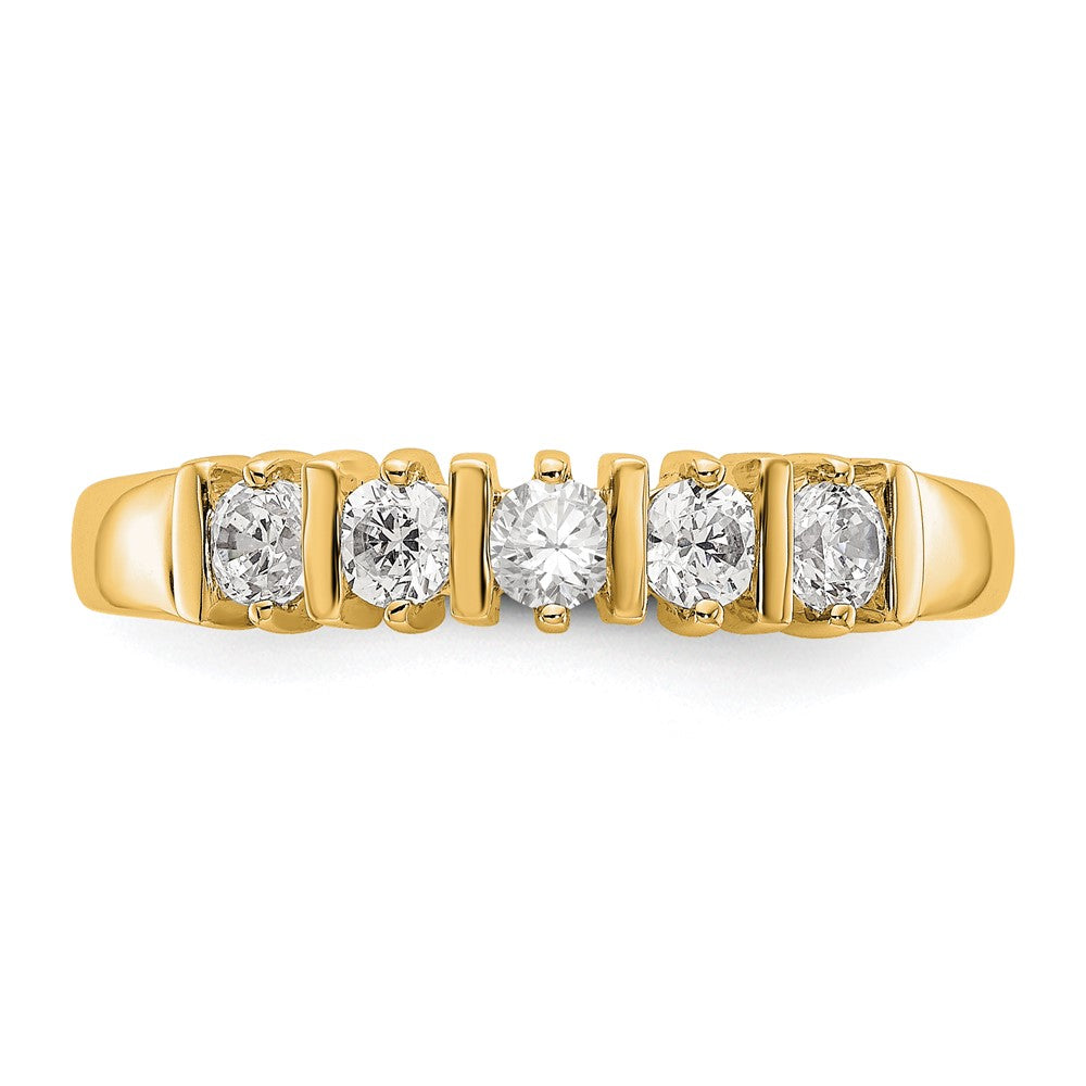 14K Gelbgold Ehering mit 5 natürlichen Diamanten (0,5 ct Gesamtgewicht)