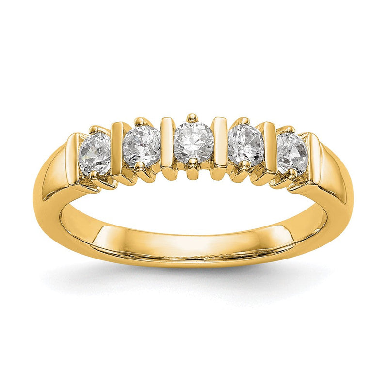 14K Gelbgold Ehering mit 5 natürlichen Diamanten