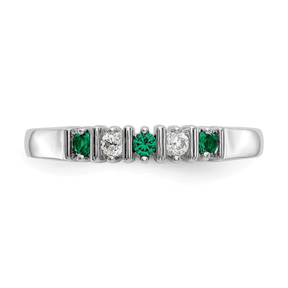 14K Weißgold Echt Diamant mit Smaragd Ring