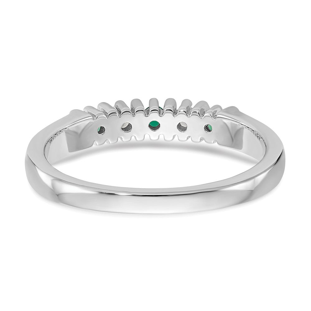 14K Weißgold Ehering mit echtem Diamant und Smaragd