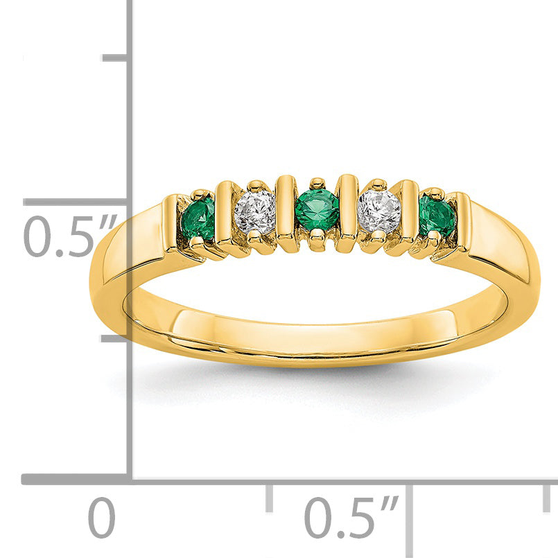 14K Gelbgold Echt Diamant mit Smaragd Ring