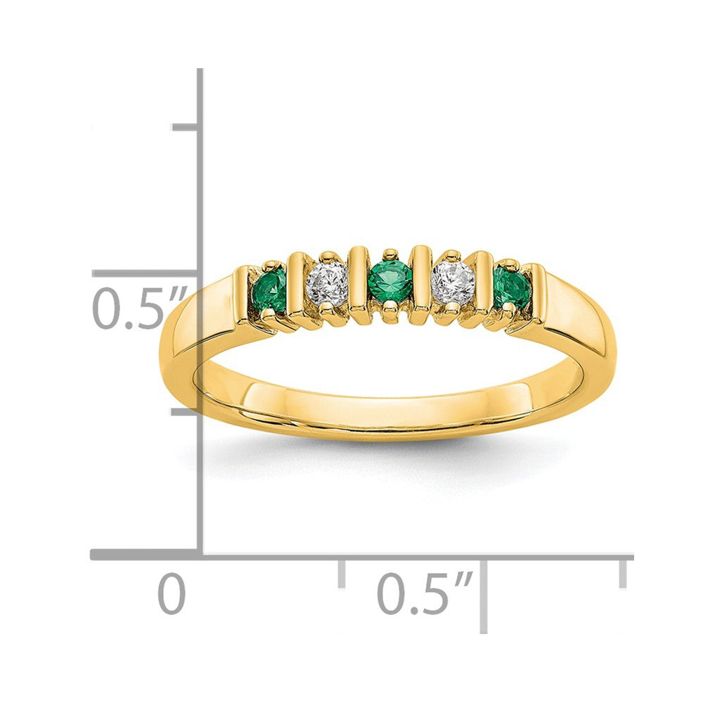 14K Gelbgold Ring mit echten Diamanten und Smaragden