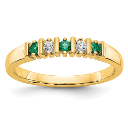 14K Gelbgold Echt Diamant mit Smaragd Ring