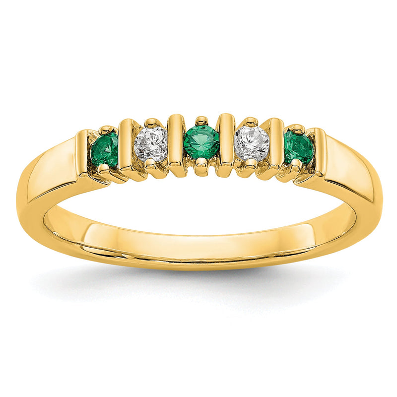 14K Gelbgold Echt Diamant mit Smaragd Ring