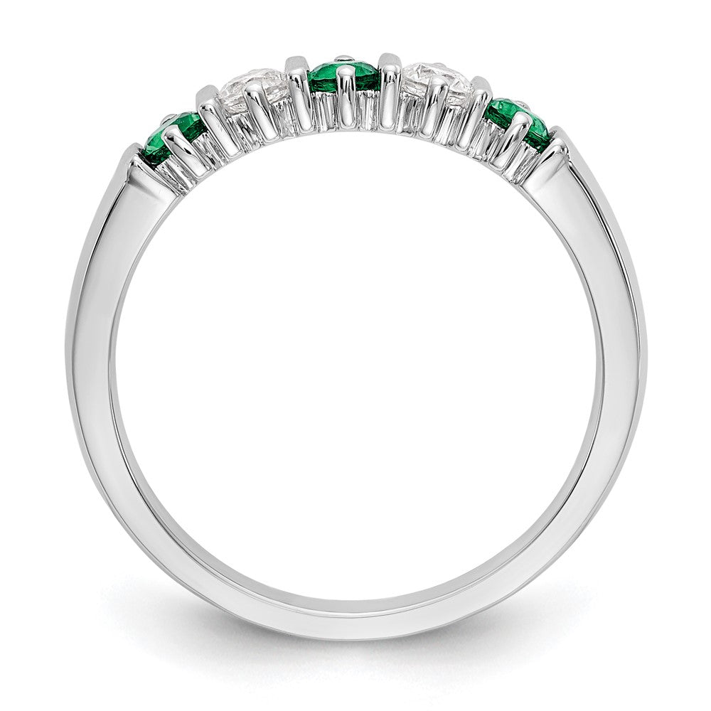 14K Weißgold Echt Diamant mit Smaragd Ring