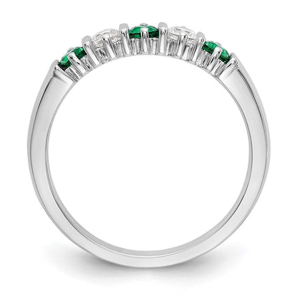 14K Weißgold Echt Diamant mit Smaragd Ring