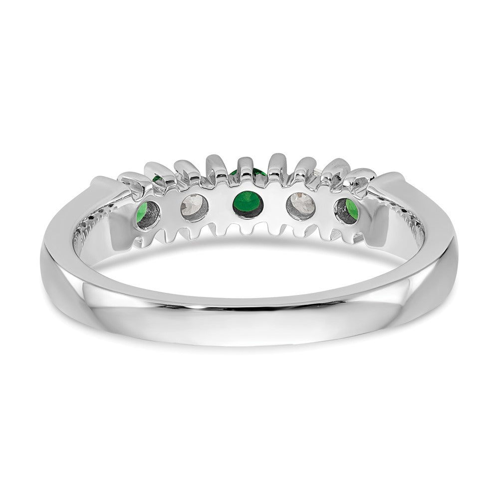 14K Weißgold Echt Diamant mit Smaragd Ring