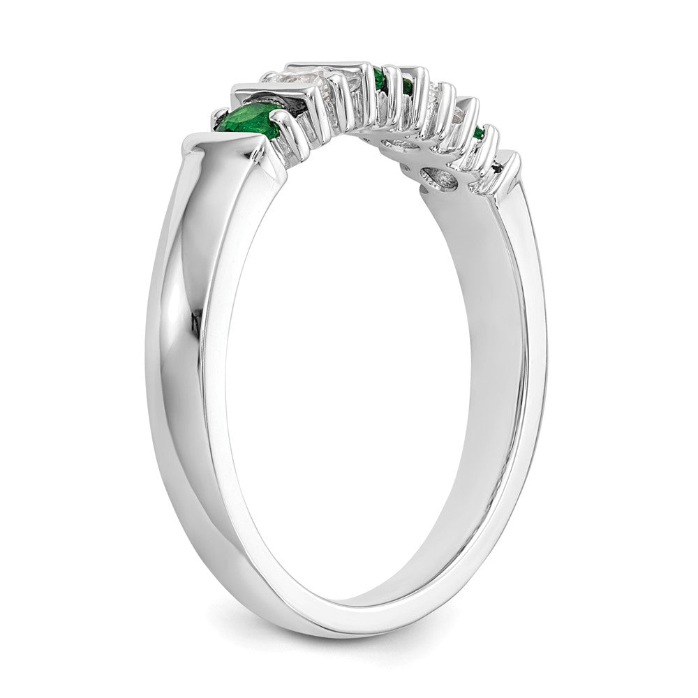 14K Weißgold Echt Diamant mit Smaragd Ring