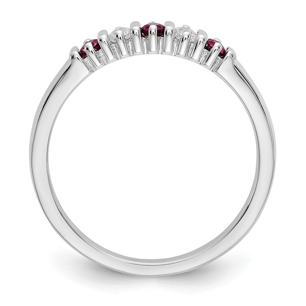 14K Weißgold Ehering mit natürlichen Diamanten und Rubinen