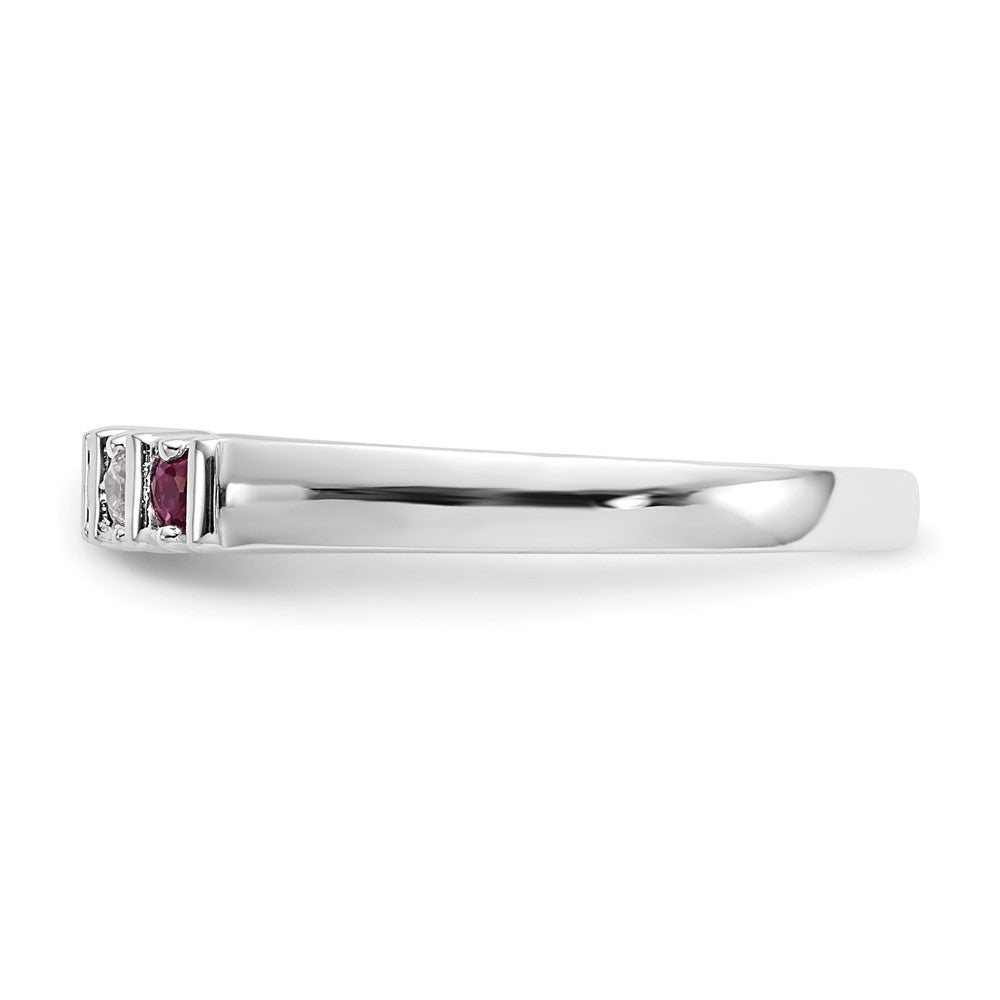 14K Weißgold Ehering mit natürlichen Diamanten und Rubinen