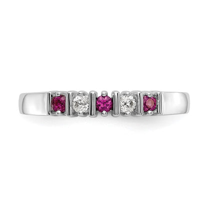 14K Weißgold Ehering mit natürlichen Diamanten und Rubinen