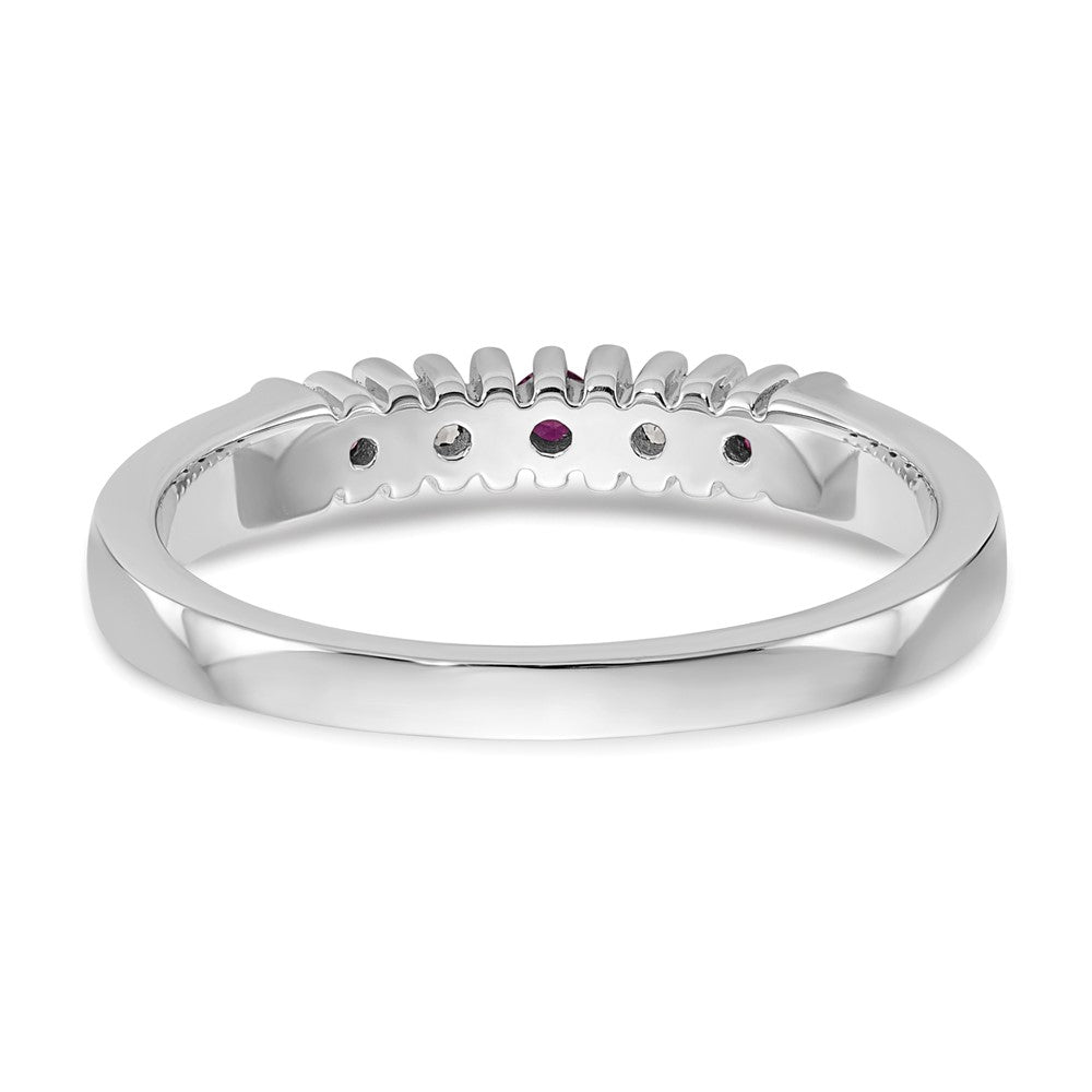 14K Weißgold Ehering mit natürlichen Diamanten und Rubinen
