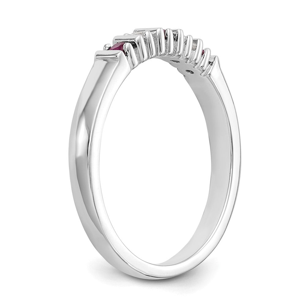 14K Weißgold Ehering mit natürlichen Diamanten und Rubinen