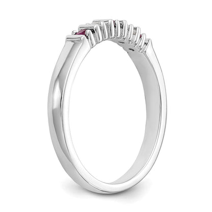 14K Weißgold Ehering mit natürlichen Diamanten und Rubinen