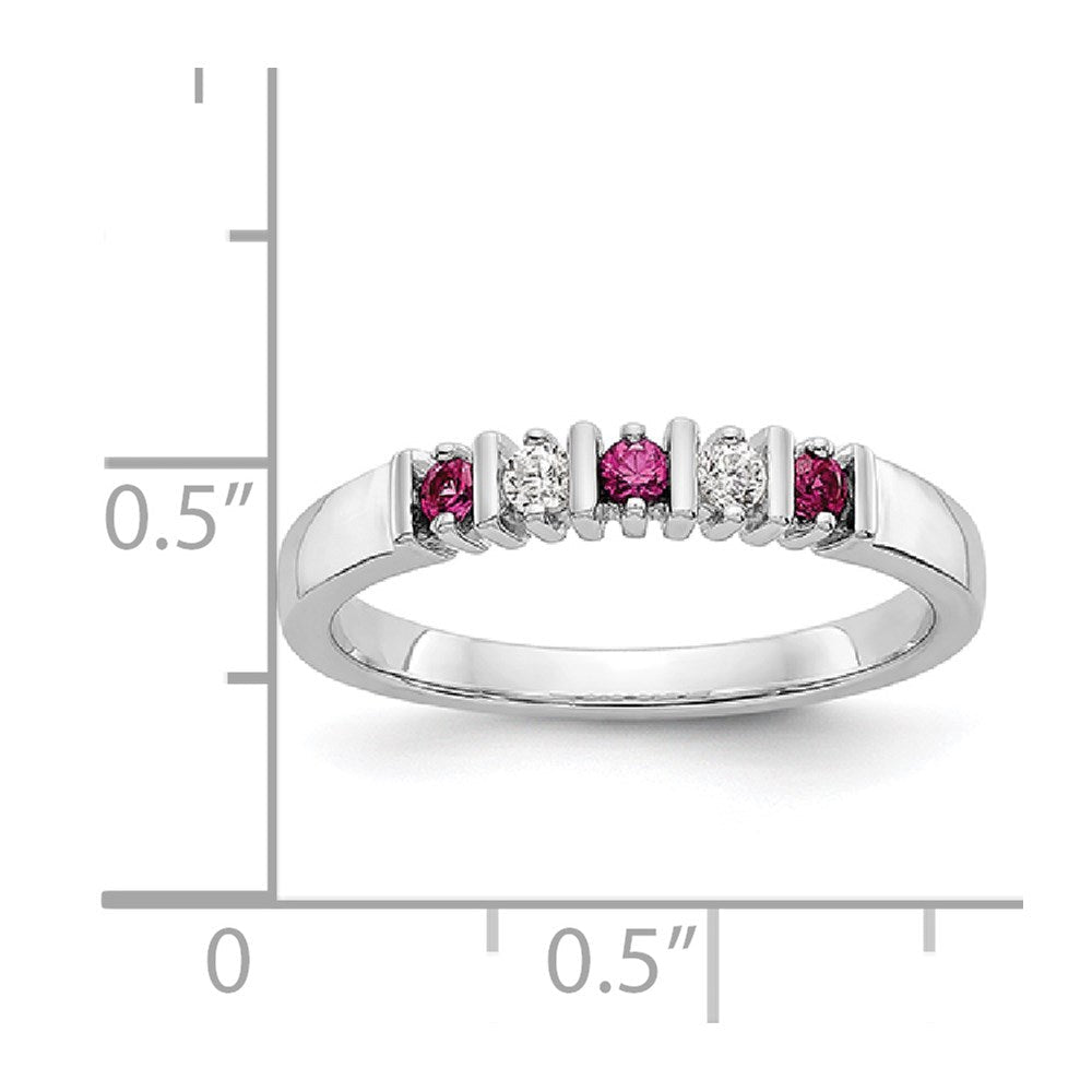 14K Weißgold Ehering mit natürlichen Diamanten und Rubinen